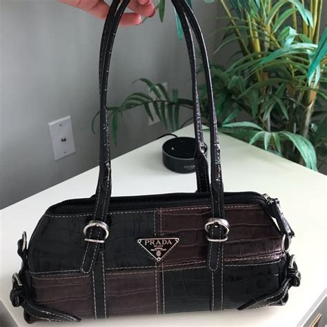 vintage prada bag with bran printed on the leather|vintage prada tote bags.